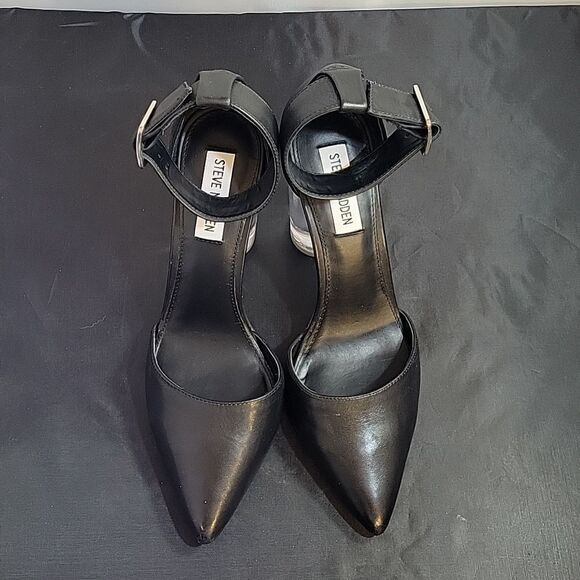 STEVE MADDEN MARGOT ANKLE STRAP CLEAR HEEL POINTED TOE WOMEN"S SHOE - Picture 3 of 15